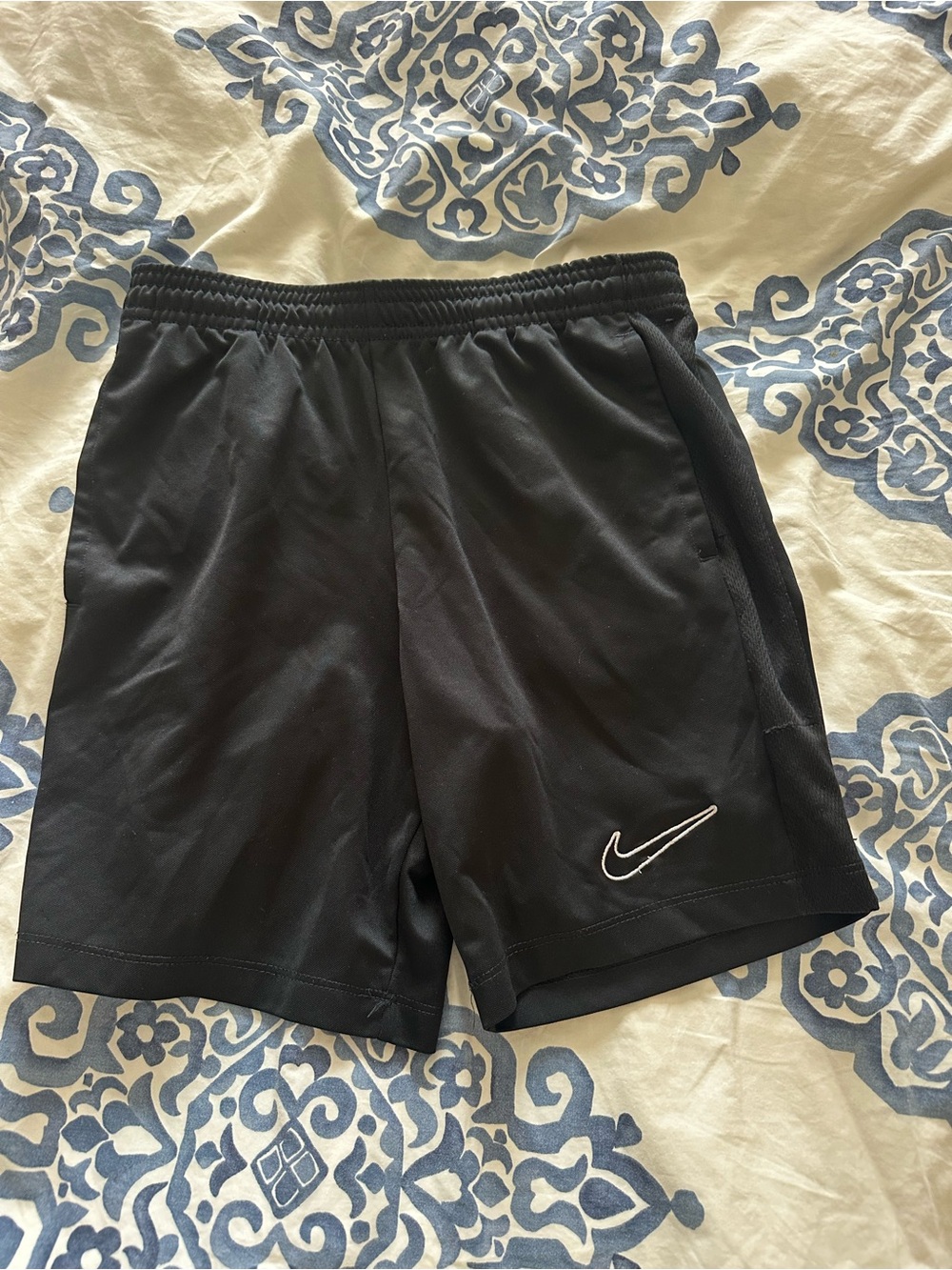 Nike Black Kids Athletic Shorts with White Swoosh